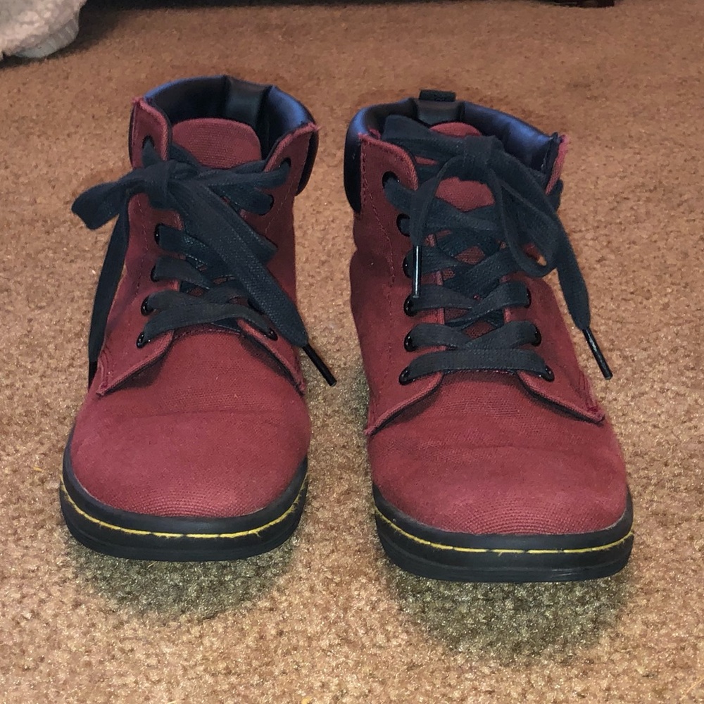 Dr. Martens Maelly Burgundy Canvas Boots